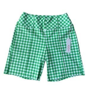 NWT Kinona Tailored And Trim Short Go Go Gingham Green White Check Women's S NEW